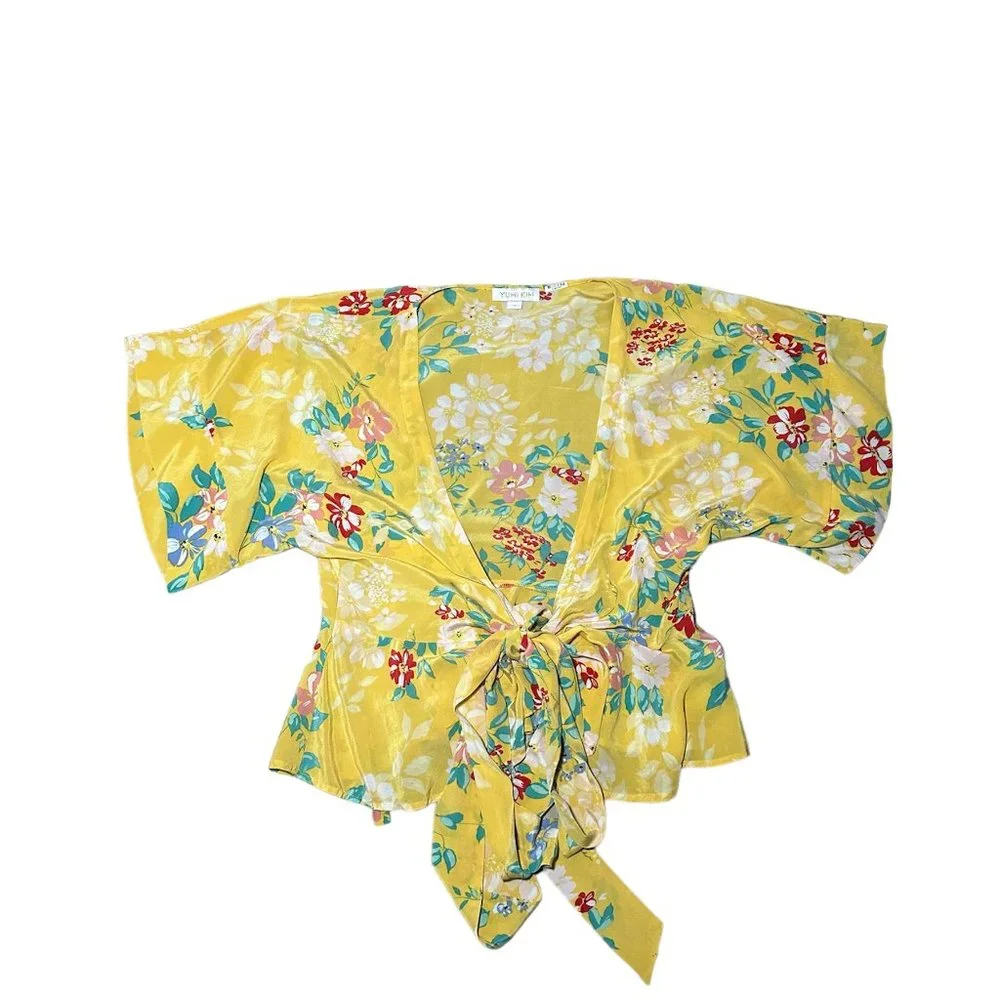 Anthropologie Yumi Kim Silk Yellow Top